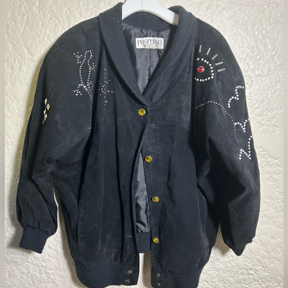 Vintage Positano pelle Italian genuine leather black‎ jacket women’s size small